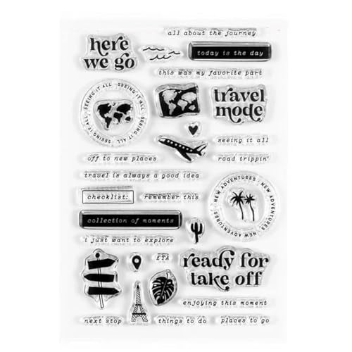 Stempel zum Basteln, 11 x 16 cm, Reise-Symbole, transparent, Silikonstempel für Scrapbooking, Kartenherstellung, Basteln Stempel zum Basteln, 11 x 16 cm, Reise-Symbole, transparent, Silikonstempel für Scrapbooking, Kartenherstellung, Basteln von MANGOUSONG