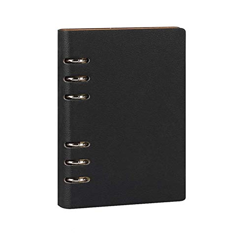 Tagebuch und Notizbuch. Lose Taschen aus Leder 6 Holes Ringbuch Journal Hard Cover Tagebuch Business Notebook A6 / A5 / B5 Klassische nachfüllbar Planner Notebook (Color : Black, Size : B5) von MANHONG