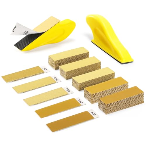 MANICAF Schleifpapier Set, 50 Stück Schleifpapier (80, 120, 180, 240 und 400) und Schleifgerät, Detailschleifset, Nassschleifpapier Set für Holzarbeiten und Polierarbeiten in kleinen Bereichen MANICAF Schleifpapier Set, 50 Stück Schleifpapier (80, 120, 180, 240 und 400) und Schleifgerät, Detailschleifset, Nassschleifpapier Set für Holzarbeiten und Polierarbeiten in kleinen Bereichen von MANICAF