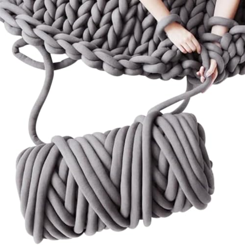 Armstricken Wolle 500g/25m, Chunky XXL Wolle zum Handstricken, Chunky Yarn Schlauchgarn Häkelwolle, Bulky Armstricken Isländische Wolle, für Anfänger,Decken,Tasche,Handstrickgarn (Hellgrau) von MANMEMU