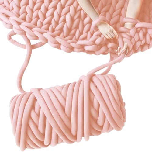 Armstricken Wolle 500g/25m, Chunky XXL Wolle zum Handstricken, Chunky Yarn Schlauchgarn Häkelwolle, Bulky Armstricken Isländische Wolle, für Anfänger,Decken,Tasche,Handstrickgarn (Rosa) von MANMEMU