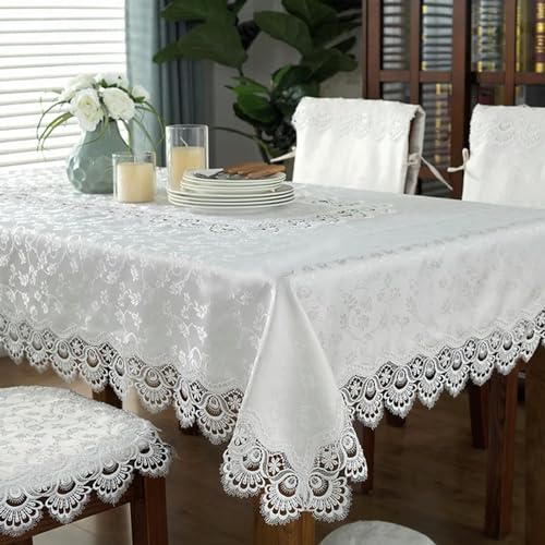 MANQILE Tischdecke, Bestickt, Jacquard-Satin, für Tisch, Esstisch, Tischdecke, Blumen-Spitze, Schranktuch MANQILE Tischdecke, Bestickt, Jacquard-Satin, für Tisch, Esstisch, Tischdecke, Blumen-Spitze, Schranktuch von MANQILE