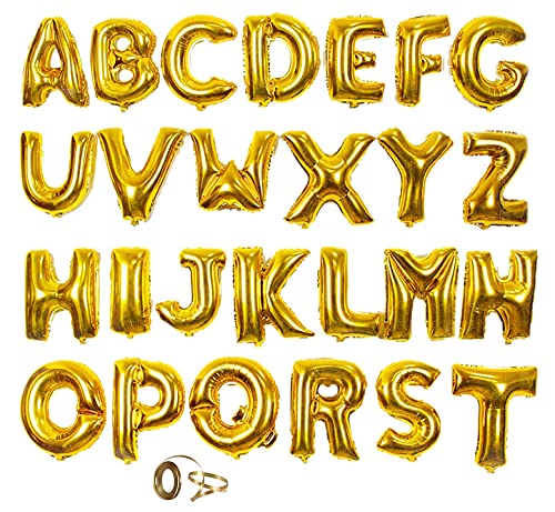 MANUKA Ballons Gold 26 Stück Buchstaben Luftballons, A Bis Z Folienballon Gold 16 Zoll Aluminiumfolie Ballons für Geburtstag Weihnachten Jubiläum Hochzeit Silvester Bankett Dekoration MANUKA Ballons Gold 26 Stück Buchstaben Luftballons, A Bis Z Folienballon Gold 16 Zoll Aluminiumfolie Ballons für Geburtstag Weihnachten Jubiläum Hochzeit Silvester Bankett Dekoration von MANUKA