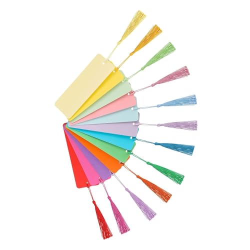 Blanko-Lesezeichen aus Kraftpapier, rechteckig, zum Aufhängen, mit bunten Quasten, für Party-Dekoration, Projekt, personalisierte Lesezeichen Blanko-Lesezeichen aus Kraftpapier, rechteckig, zum Aufhängen, mit bunten Quasten, für Party-Dekoration, Projekt, personalisierte Lesezeichen von MANZURE
