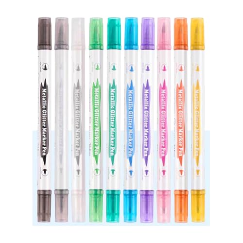 Glitzer-Marker mit Doppelspitze, Pinsel/runde Spitze, schnelltrocknend, langlebig, für Scrapbooking, Kartenherstellung, Glitzer-Marker für Kinder und Erwachsene, Glitzer-Marker, waschbar, für Glitzer-Marker mit Doppelspitze, Pinsel/runde Spitze, schnelltrocknend, langlebig, für Scrapbooking, Kartenherstellung, Glitzer-Marker für Kinder und Erwachsene, Glitzer-Marker, waschbar, für von MANZURE