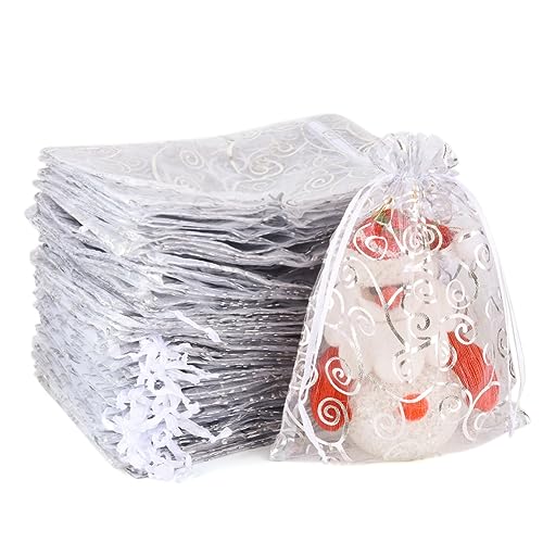 MAOOY 100PCS Silbrig Organzasäckchen, 15X20cm Druck Organzabeutel,Organza Säckchen mit Kordelzug,Geschenktüten Schmuckbeutel für Hochzeit Geburtstag Party,Wiederverwendbar Geschenksäckchen MAOOY 100PCS Silbrig Organzasäckchen, 15X20cm Druck Organzabeutel,Organza Säckchen mit Kordelzug,Geschenktüten Schmuckbeutel für Hochzeit Geburtstag Party,Wiederverwendbar Geschenksäckchen von MAOOY