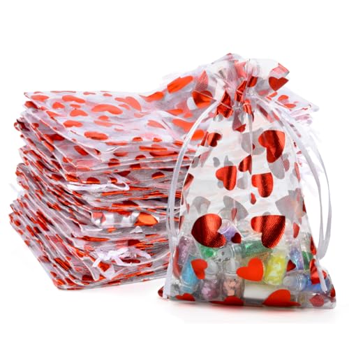MAOOY 100 Organzasäckchen Säckchen zum Befüllen Geschenkbeutel 10X15cm Schmuckbeutel Kleine Tüten Geschenktüten Klein für Weihnachten Hochzeit Geburtstag Party(Weißer Hintergrund mit Rotem Herz) MAOOY 100 Organzasäckchen Säckchen zum Befüllen Geschenkbeutel 10X15cm Schmuckbeutel Kleine Tüten Geschenktüten Klein für Weihnachten Hochzeit Geburtstag Party(Weißer Hintergrund mit Rotem Herz) von MAOOY
