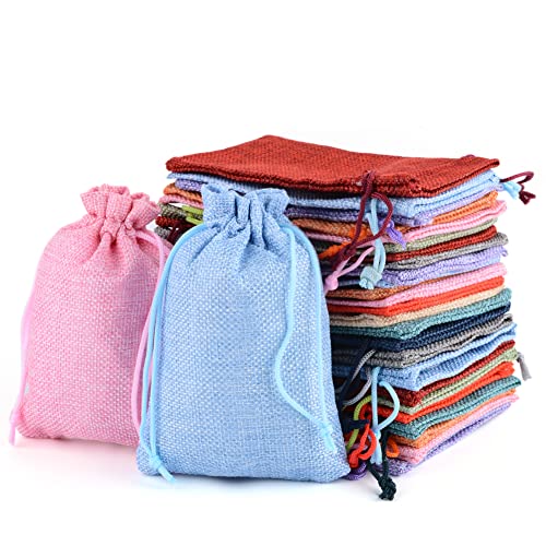 MAOOY 25 Stück Jutesäckchen 10x14cm Jute Säckchen mit Kordelzug Klein Jutesack Jutebeutel Adventskalender Beutel für Schmuck Aufbewahrung Hochzeit Party Weihnachten DIY Ggeschenk（Zufällige Farbe） von MAOOY