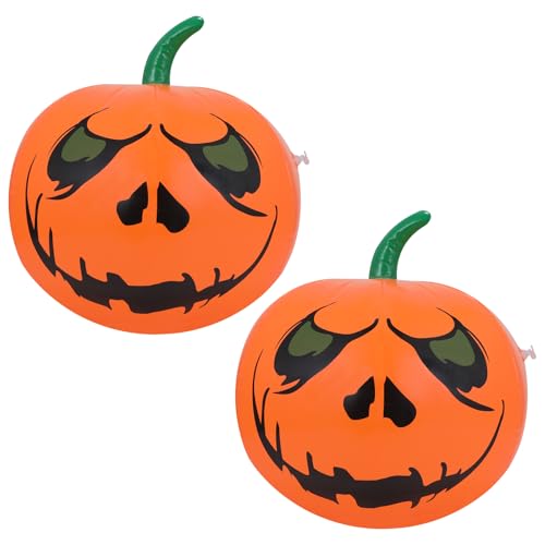 Aufblasbare Halloween Kürbisse, 2 Stück PVC Außen Kürbis Ballon Aufblasbarer Kürbis 40 cm, Zum Aufhängen Dekoration Halloween für Rasen Innenbereich Erntedankfest von MAOSHYMS