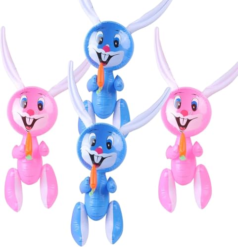 Aufblasbarer Osterhase 4 Stück,Ostern aufblasen Kaninchen Wiederverwendbar Luftballons Kaninchen aufblasbar für Ostern Thema Party, Kindergeburtstage von MAOSHYMS