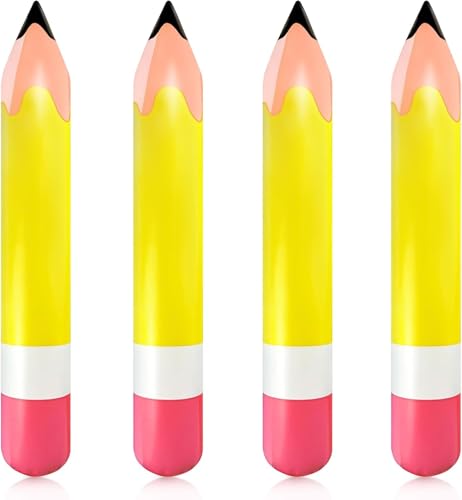 MAOSHYMS Aufblasbarer Bleistift,4 Stück Aufblasbaren Buntstift Großer Bleistift Ballon 70 cm für Schulen Klassenzimmer Kinderpartys Geschenke von MAOSHYMS