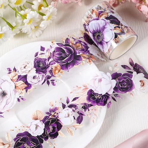 MAOSHYMS Blumen PET Washi Tape, Blume Dekoratives Klebeband,Blumen Masking Tape, Buntes Blumenklebeband, Blumen Washitape Sticker für DIY Handwerk Journals Planner Scrapbooking Verpackung (E) von MAOSHYMS