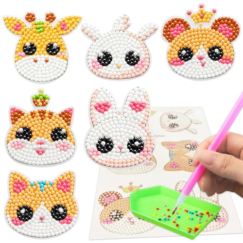 Tier Diamond Painting Aufkleber,Tier Diamant Kunst Aufkleber,Tiere Diamond Painting Kinder Sticker,Tiere Cartoon Diamantmalerei,Tiere Mosaik Klebebilder für Jungen Mädchen Anfänger DIY Geschenk von MAOSHYMS