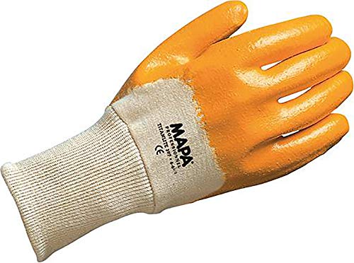 MAPA Professionnel Professional Titan 397 – Nitrilhandschuhe für schwere Arbeiten in der Automobil- und Baubranche, gelb, Größe 8 (1 Paar), Schutzhandschuhe von MAPA Professionnel