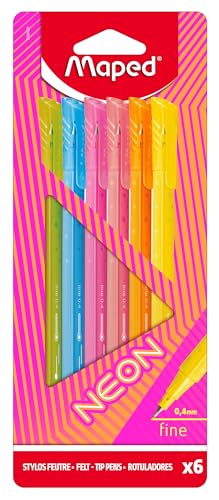 Maped - 6x Graph'Peps NEON Fineliner - feine Spitze 0,4 mm - Set aus 6 Finelinern in NEON-Farben Maped - 6x Graph'Peps NEON Fineliner - feine Spitze 0,4 mm - Set aus 6 Finelinern in NEON-Farben von Maped