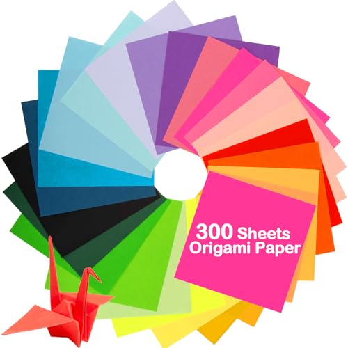 MAQIHAN Origami-Papier – 300 Blatt farbiges Papier, 15,2 cm, quadratisch, Origami-Set, doppelseitig, faltbar, Bastelzubehör für Anfänger, DIY-Kunst- und Bastelprojekte (20 Farben) von MAQIHAN