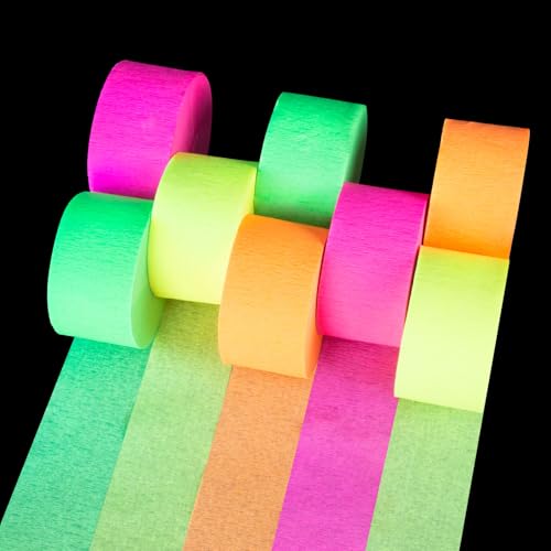 MAQIHAN Party Glow Krepppapier-Luftschlangen – 8 Rollen, 200 m, Krepppapier, Halloween, Erntedankfest, Weihnachten, Valentinstag, Ostern, Unabhängigkeitstag, Tag der Toten, Hochzeit, Babyparty von MAQIHAN