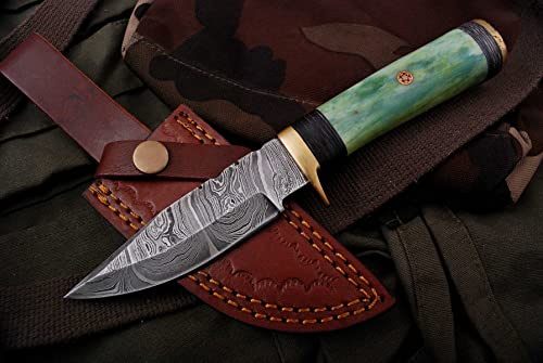 Damast Messer Damaszener Stahl Jagd Jagdmesser Knife Damascus Hunting 4342 von MAQSON