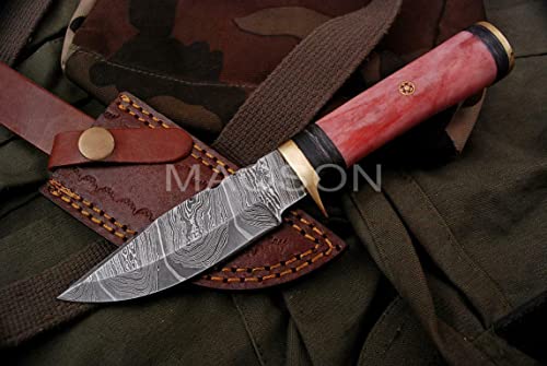 Damast Messer Damaszener Stahl Jagd Jagdmesser Knife Damascus Hunting 4344 von MAQSON