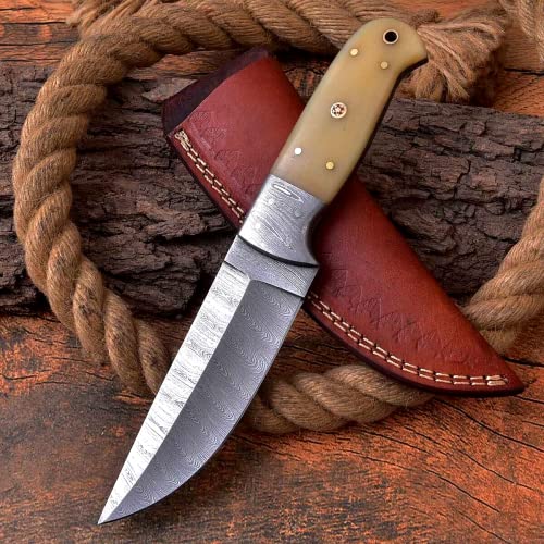 Damast Messer Damaszener Stahl Jagd Jagdmesser Knife Damascus Hunting 6134EA von MAQSON