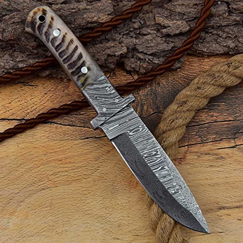 Damast Messer Damaszener Stahl Jagd Jagdmesser Knife Damascus Hunting 6149EA von MAQSON