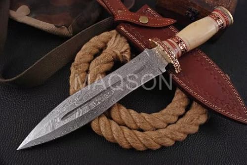 Damast Messer Damaszener Stahl Jagd Jagdmesser Knife Damascus Hunting MAQ1764 von MAQSON