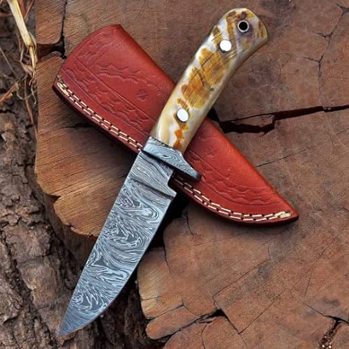 Damast Messer Damaszener Stahl Jagd Jagdmesser Knife Damascus Hunting MAQ1918 von MAQSON