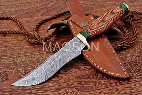 Damast Messer Damaszener Stahl Jagd Jagdmesser Knife Damascus Hunting MAQ1987 von MAQSON