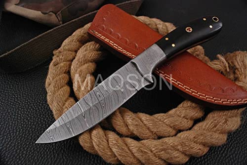 Damast Messer Damaszener Stahl Jagd Jagdmesser Knife Damascus Hunting MAQ1993 von MAQSON