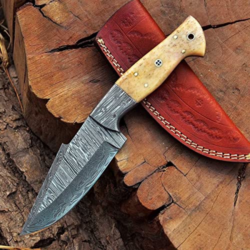 Damast Messer Damaszener Stahl Jagd Jagdmesser Knife Damascus Hunting MAQ2008 von MAQSON