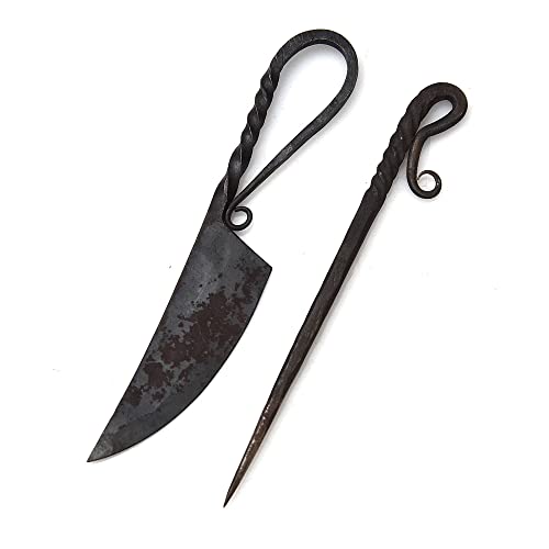 Mittelalter Messer mit Esspfriem +Scheide Wikinger Kelten handgeschmiedet 1017EA von MAQSON