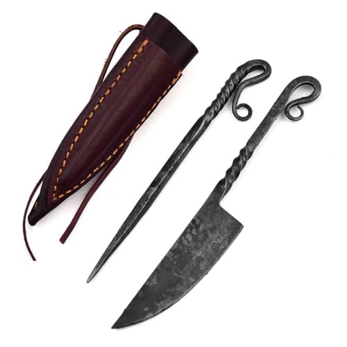 Mittelalter Messer mit Esspfriem +Scheide Wikinger Kelten handgeschmiedet 1049EA von MAQSON