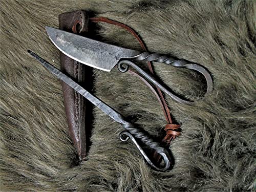 Mittelalter Messer mit Esspfriem +Scheide Wikinger Kelten handgeschmiedet 4185A von MAQSON