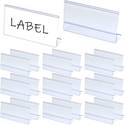 Regaletikettenhalter aus transparentem Kunststoff, zum Aufstecken, für Drahtregale, 0,3 cm bis 0,1 cm, Holz-/Glasregale, Schilder, Preisschilder, 100 Stück von MAQUITA