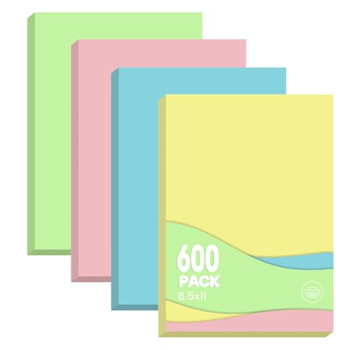Farbiges Kopierpapier, 21,6 x 27,9 cm, 600 Blatt, blanko, farbiges Papier, 4 verschiedene Farben (blau, rosa, grün, gelb) für Druck, Kunst und Handwerk, Schulprojekte und Büro von MARACOL