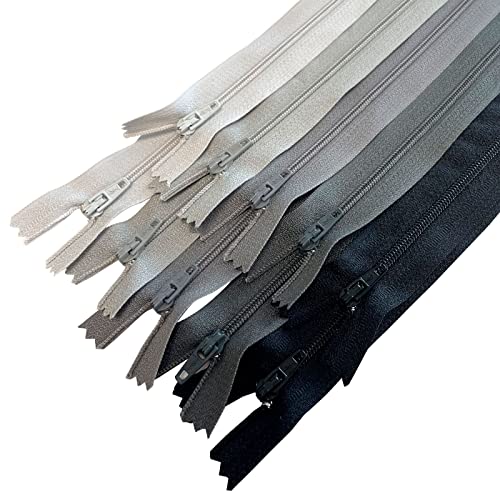 MARARDI [Packung 10] Reißverschlüssen [Grau] Nylon [20 cm] Nähen und Basteln zum Kleidung Taschen Stoff für Nähmaschine Patchwork Plastik Baumwolle Zipper mit Metallreißverschluss von MARARDI