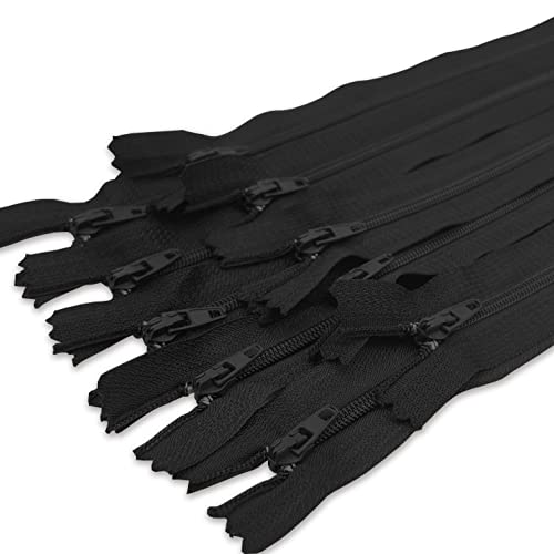 MARARDI [Packung 10] Reißverschlüssen [Schwarz] Nylon [14 cm] Nähen und Basteln zum Kleidung Taschen Stoff für Nähmaschine Patchwork Plastik Baumwolle Zipper mit Metallreißverschluss von MARARDI