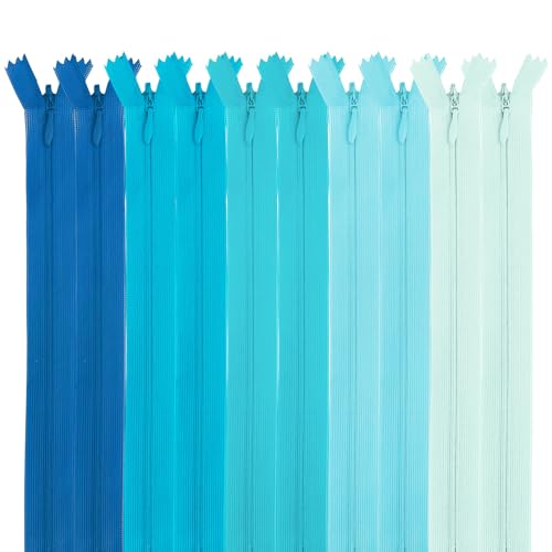 MARARDI [Packung 10] Unsichtbaren Reißverschlüssen [Blau] Nylon [22 cm] Nähen und Basteln zum Kleidung Taschen Stoff für Nähmaschine Patchwork Plastik Baumwolle Zipper mit Metallreißverschluss von MARARDI