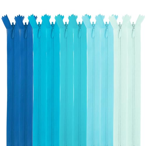 MARARDI [Packung 10] Unsichtbaren Reißverschlüssen [Blau] Nylon [25 cm] Nähen und Basteln zum Kleidung Taschen Stoff für Nähmaschine Patchwork Plastik Baumwolle Zipper mit Metallreißverschluss von MARARDI