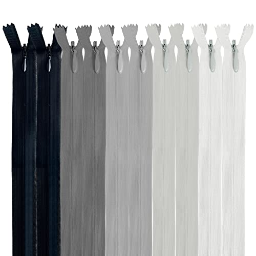 MARARDI [Packung 10] Unsichtbaren Reißverschlüssen [Grau] Nylon [15 cm] Nähen und Basteln zum Kleidung Taschen Stoff für Nähmaschine Patchwork Plastik Baumwolle Zipper mit Metallreißverschluss von MARARDI