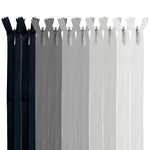 MARARDI [Packung 10] Unsichtbaren Reißverschlüssen [Grau] Nylon [50 cm] Nähen und Basteln zum Kleidung Taschen Stoff für Nähmaschine Patchwork Plastik Baumwolle Zipper mit Metallreißverschluss von MARARDI