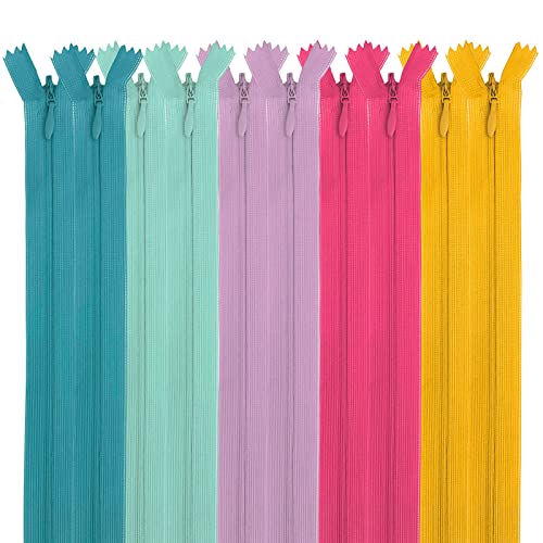 MARARDI [Packung 10] Unsichtbaren Reißverschlüssen [Mehrfarbig] Nylon [15 cm] Nähen und Basteln zum Kleidung Taschen Stoff für Nähmaschine Patchwork Plastik Baumwolle Zipper mit Metallreißverschluss von MARARDI