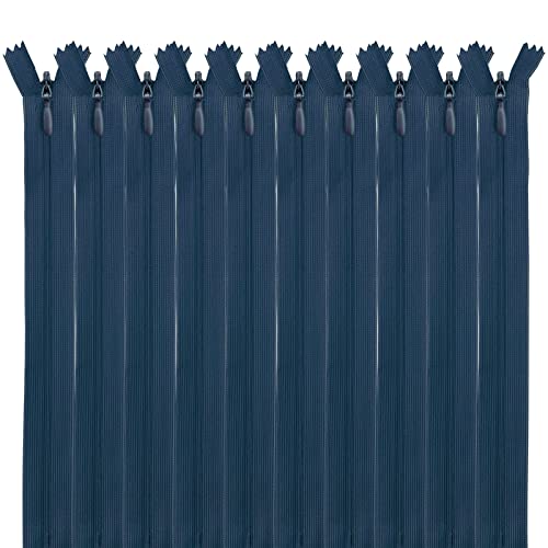 MARARDI [Packung 10] Unsichtbaren Reißverschlüssen [Navy Blau] Nylon [30 cm] Nähen und Basteln zum Kleidung Taschen Stoff für Nähmaschine Patchwork Plastik Baumwolle Zipper mit Metallreißverschluss von MARARDI