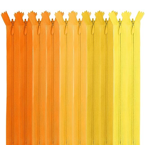 MARARDI [Packung 10 Unsichtbaren Reißverschlüssen [Orangen] Nylon [15 cm] Nähen und Basteln zum Kleidung Taschen Stoff für Nähmaschine Patchwork Plastik Baumwolle Zipper mit Metallreißverschluss von MARARDI