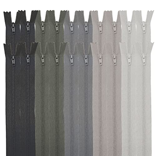 MARARDI [Packung 20] Reißverschlüssen [Grau] Nylon [14 cm] Nähen und Basteln zum Kleidung Taschen Stoff für Nähmaschine Patchwork Plastik Baumwolle Zipper mit Metallreißverschluss von MARARDI