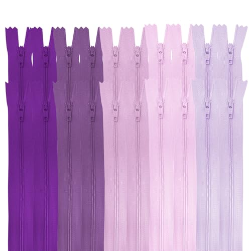 MARARDI [Packung 20] Reißverschlüssen [Lila] Nylon [20 cm] Nähen und Basteln zum Kleidung Taschen Stoff für Nähmaschine Patchwork Plastik Baumwolle Zipper mit Metallreißverschluss von MARARDI
