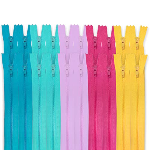 MARARDI [Packung 20] Reißverschlüssen [Mehrfarbig] Nylon [30 cm] Nähen und Basteln zum Kleidung Taschen Stoff für Nähmaschine Patchwork Plastik Baumwolle Zipper mit Metallreißverschluss von MARARDI