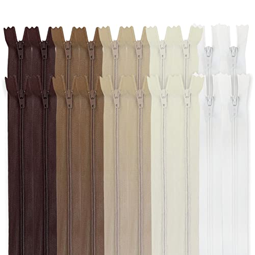 MARARDI [Packung 20] Reißverschlüssen [Nude] Nylon [25 cm] Nähen und Basteln zum Kleidung Taschen Stoff für Nähmaschine Patchwork Plastik Baumwolle Zipper mit Metallreißverschluss von MARARDI