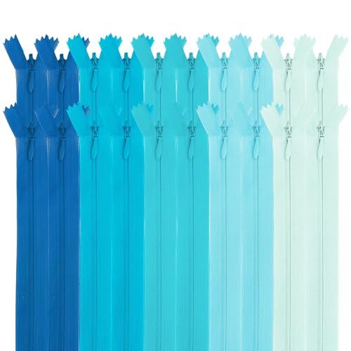 MARARDI [Packung 20] Unsichtbaren Reißverschlüssen [Blau] Nylon [60 cm] Nähen und Basteln zum Kleidung Taschen Stoff für Nähmaschine Patchwork Plastik Baumwolle Zipper mit Metallreißverschluss von MARARDI