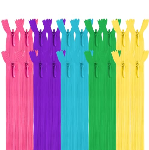 MARARDI [Packung 20] Unsichtbaren Reißverschlüssen [Mehrfarbig 2] Nylon [15 cm] Nähen und Basteln zum Kleidung Taschen Stoff für Nähmaschine Patchwork Plastik Baumwolle Zipper mit Metallreißverschluss von MARARDI